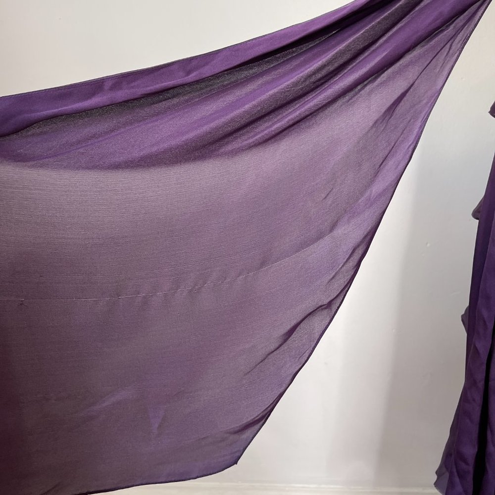 J. Mendel Paris Ruffled Tiered Short Sleeve Silk Evening Dress In Purple Size 10 - Picture 10 of 13